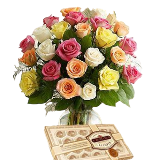 25 colorful roses with chokolates | Flower Delivery to Batumi